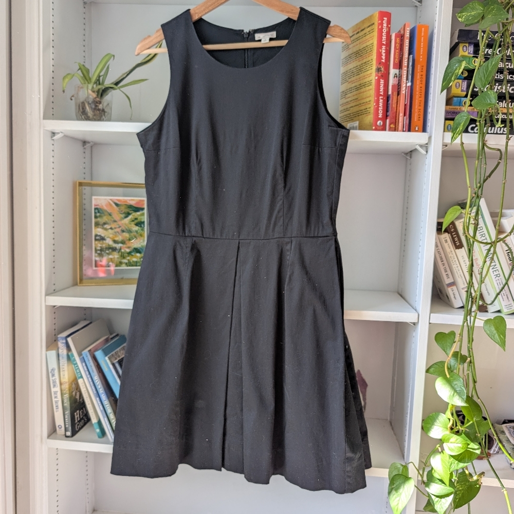 Gap Sleeveless Black Fit & Flare Dress Cotton Size 8 / Medium Preppy Twee Career